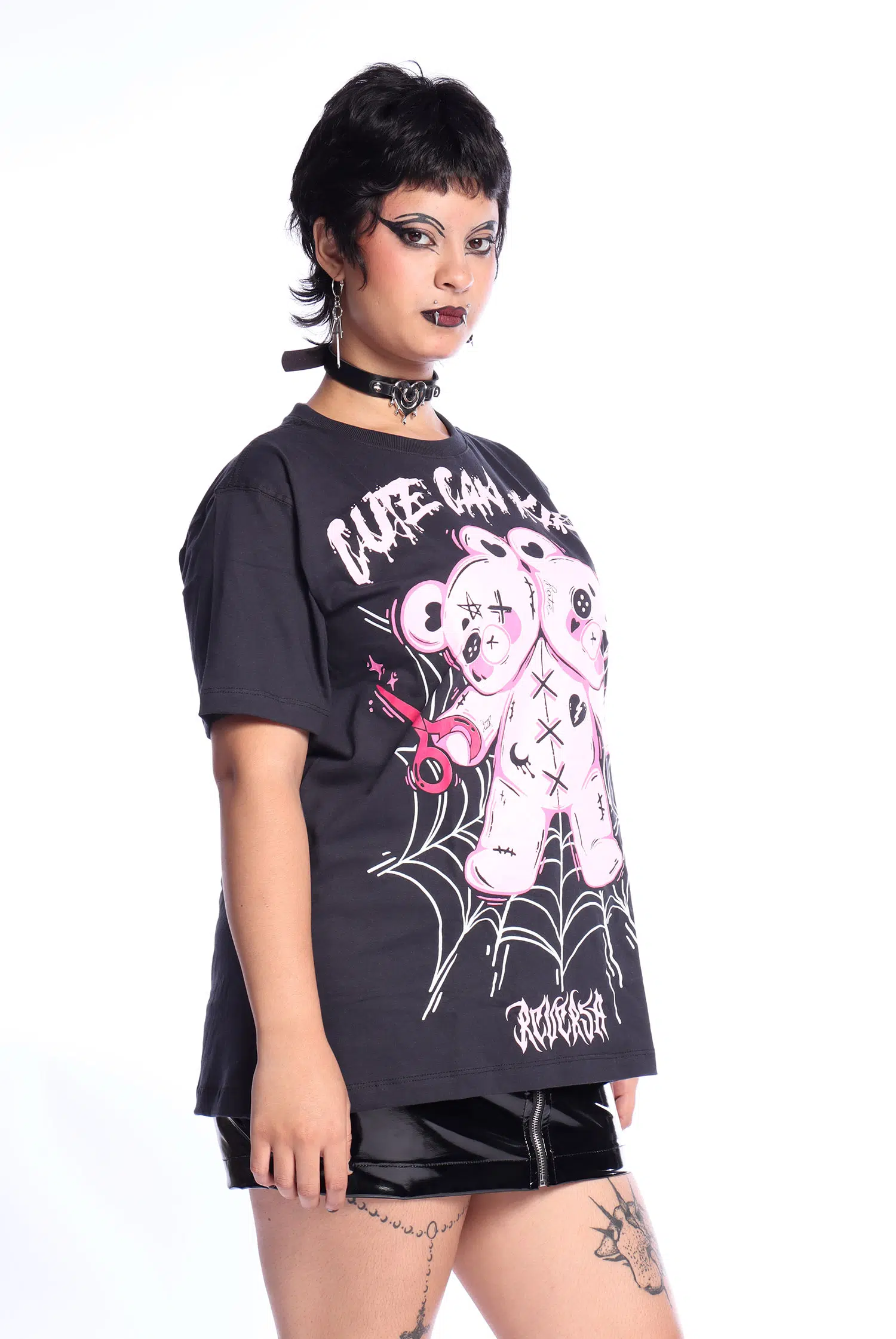 Camiseta Unissex Cinza Cute Can Kill - Imagem 3