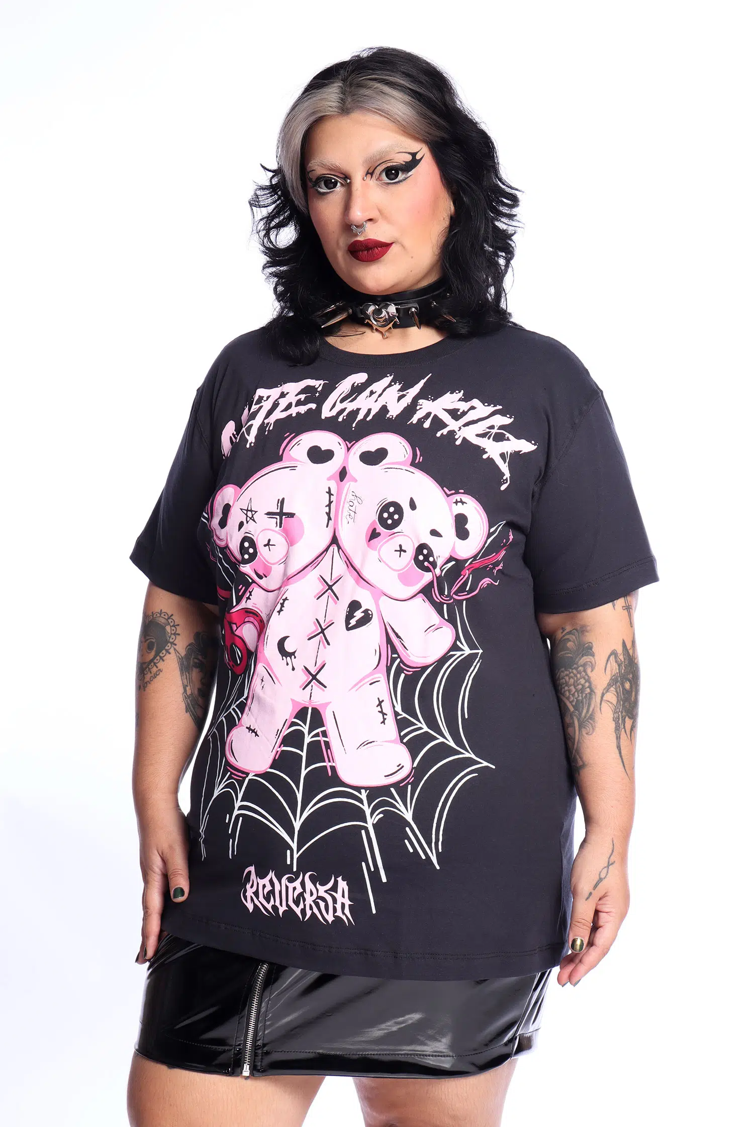 Camiseta Unissex Cinza Cute Can Kill - Imagem 4