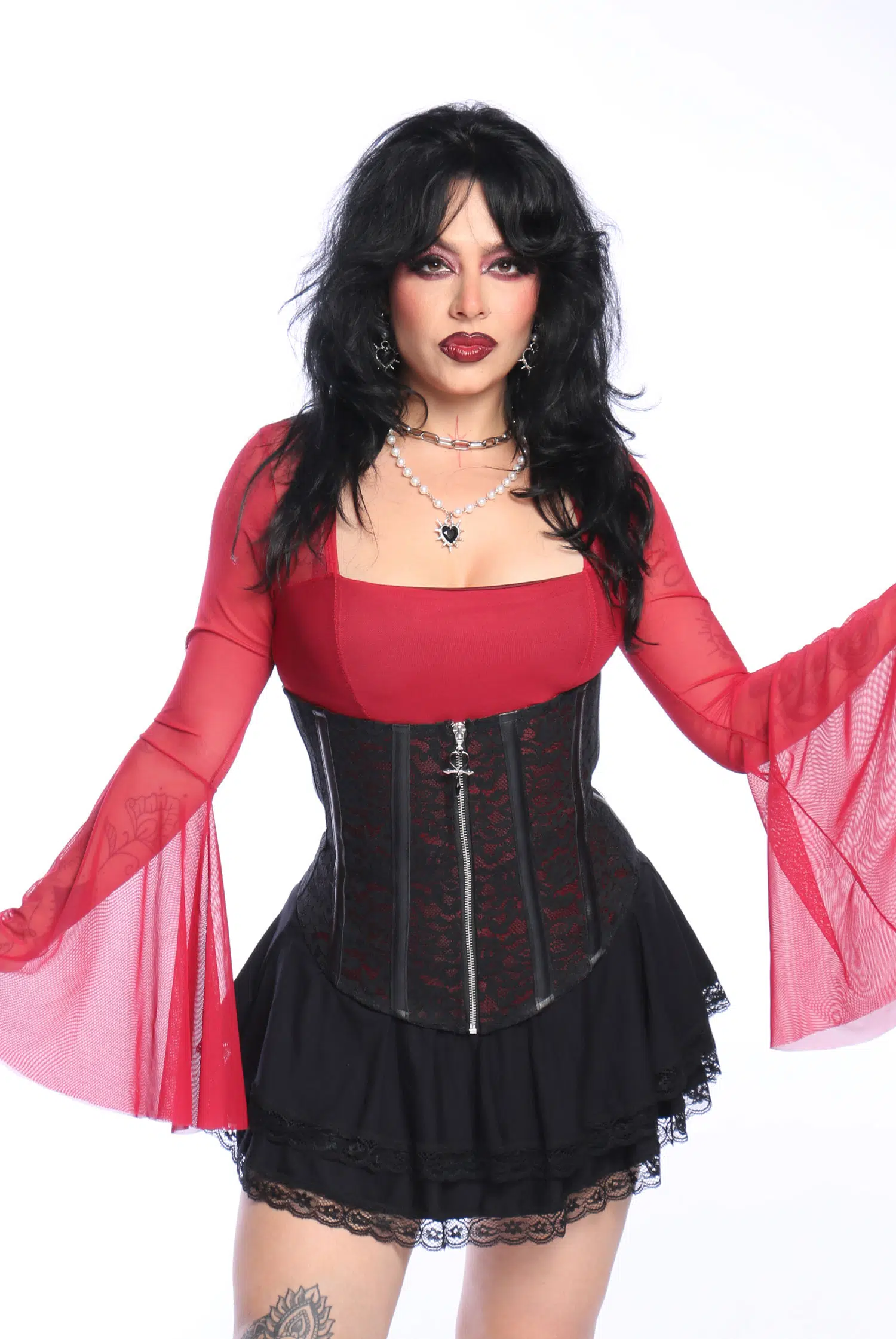 Corpete Renda Preto e Vermelho Prophecy - Imagem 1