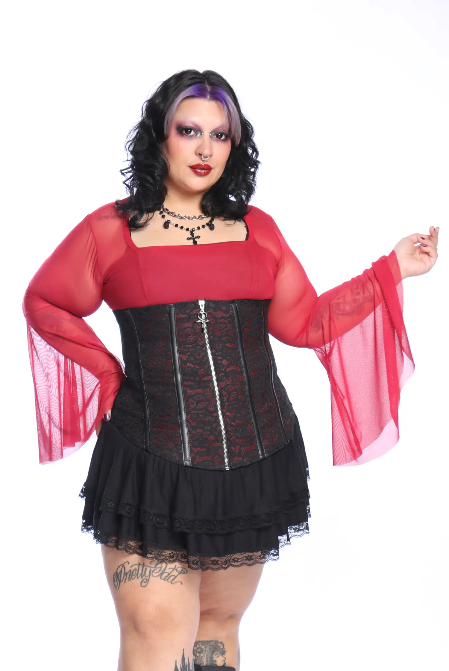 Corpete Renda Preto e Vermelho Prophecy - Imagem 3