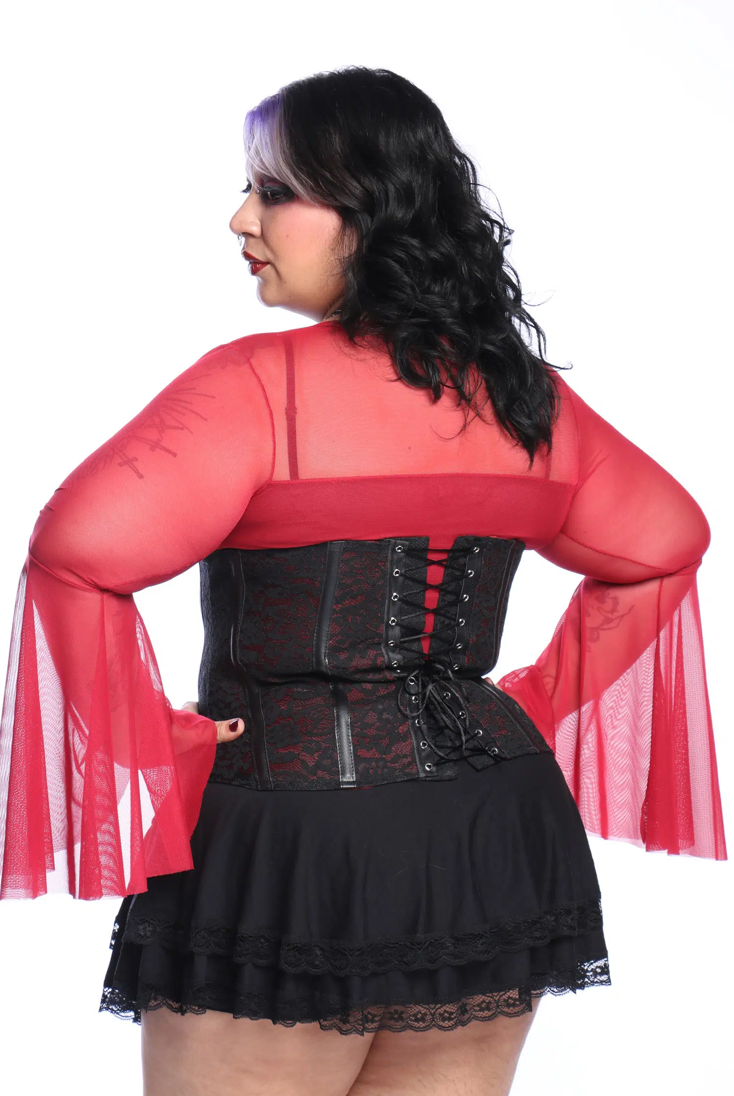 Corpete Renda Preto e Vermelho Prophecy - Imagem 7