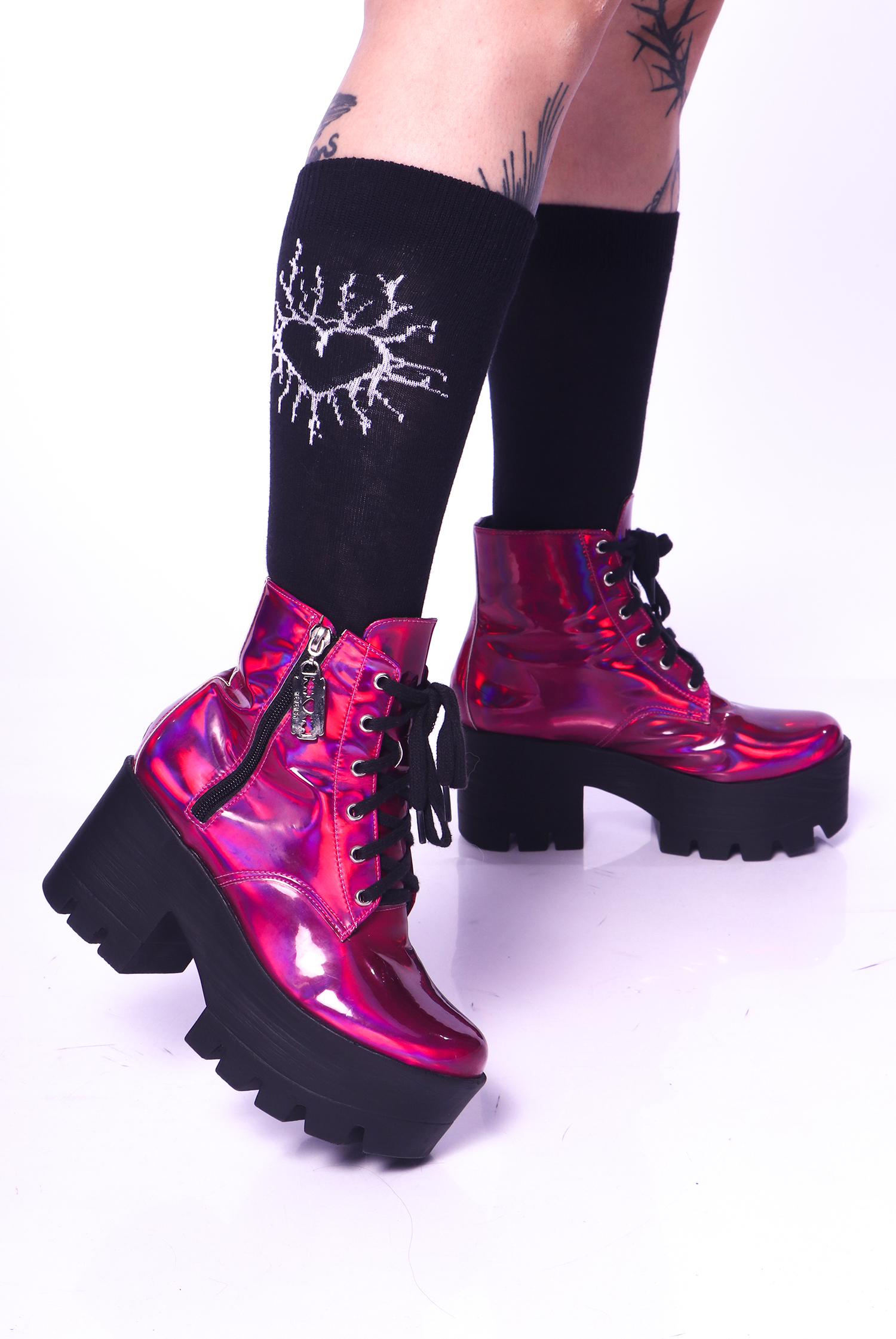 bota-coturno-holografico-pink-razor-00 Bota Coturno Holográfico Pink Razor - Imagem 1