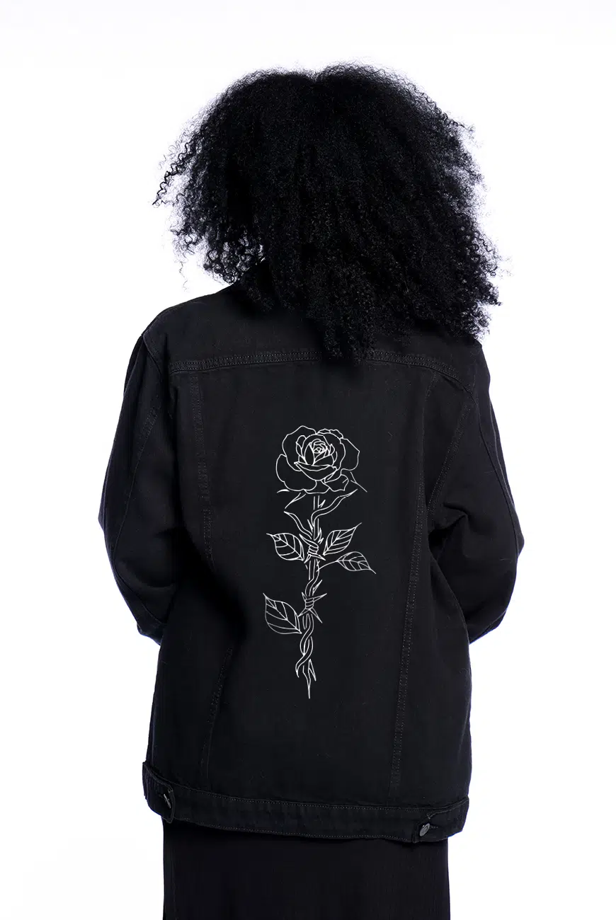 Jaqueta Jeans Preta Oversized Rose Hurts - Imagem 2