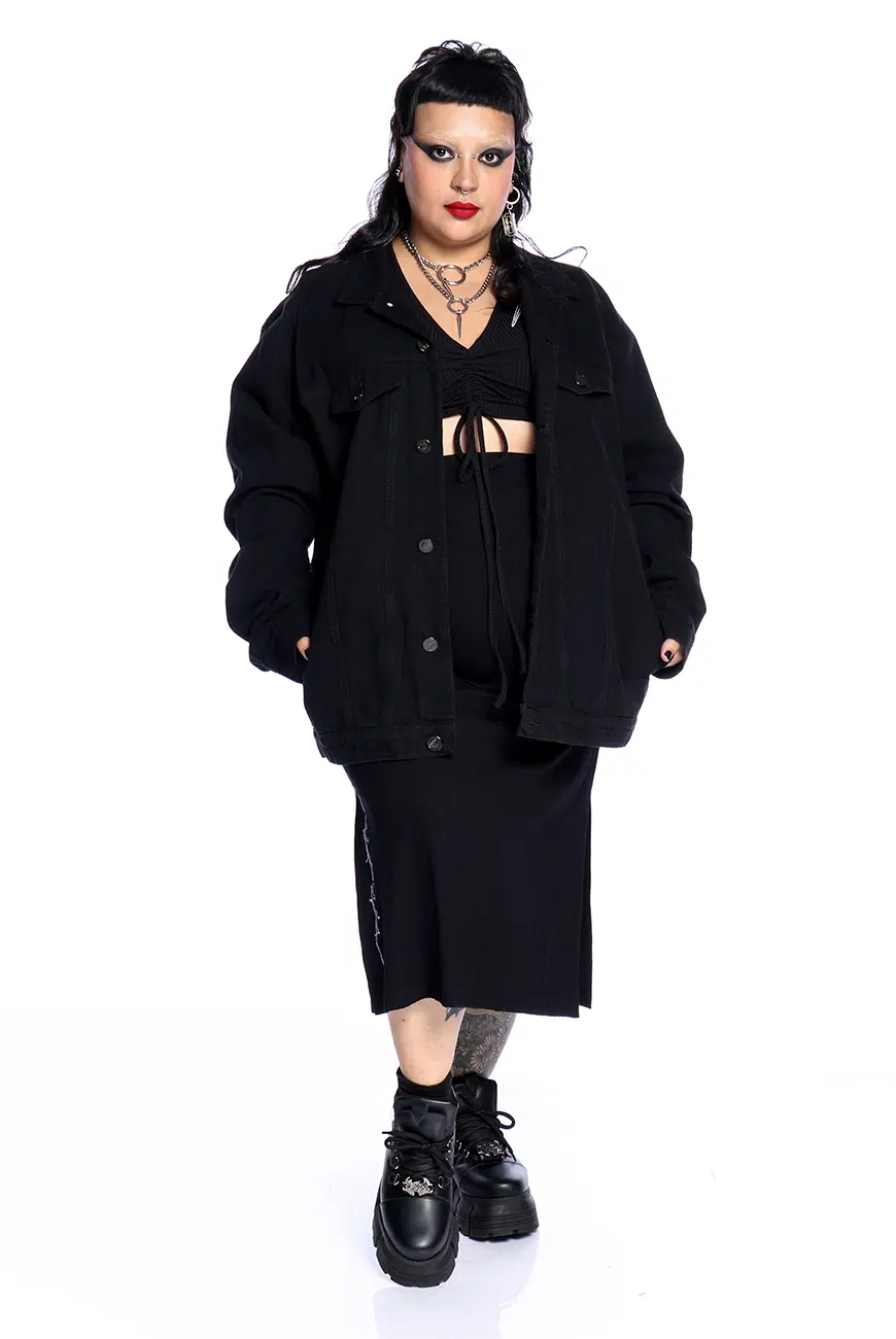 Jaqueta Jeans Preta Oversized Rose Hurts - Imagem 3