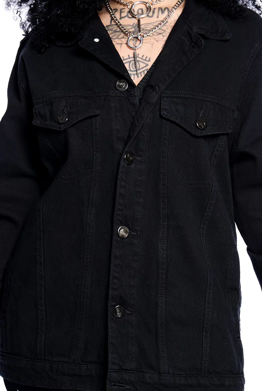 Jaqueta Jeans Preta Oversized Rose Hurts - Imagem 7