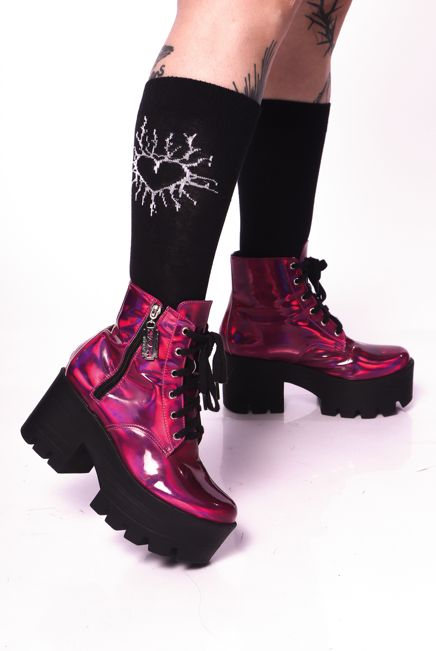 Bota Coturno Holográfico Pink Razor