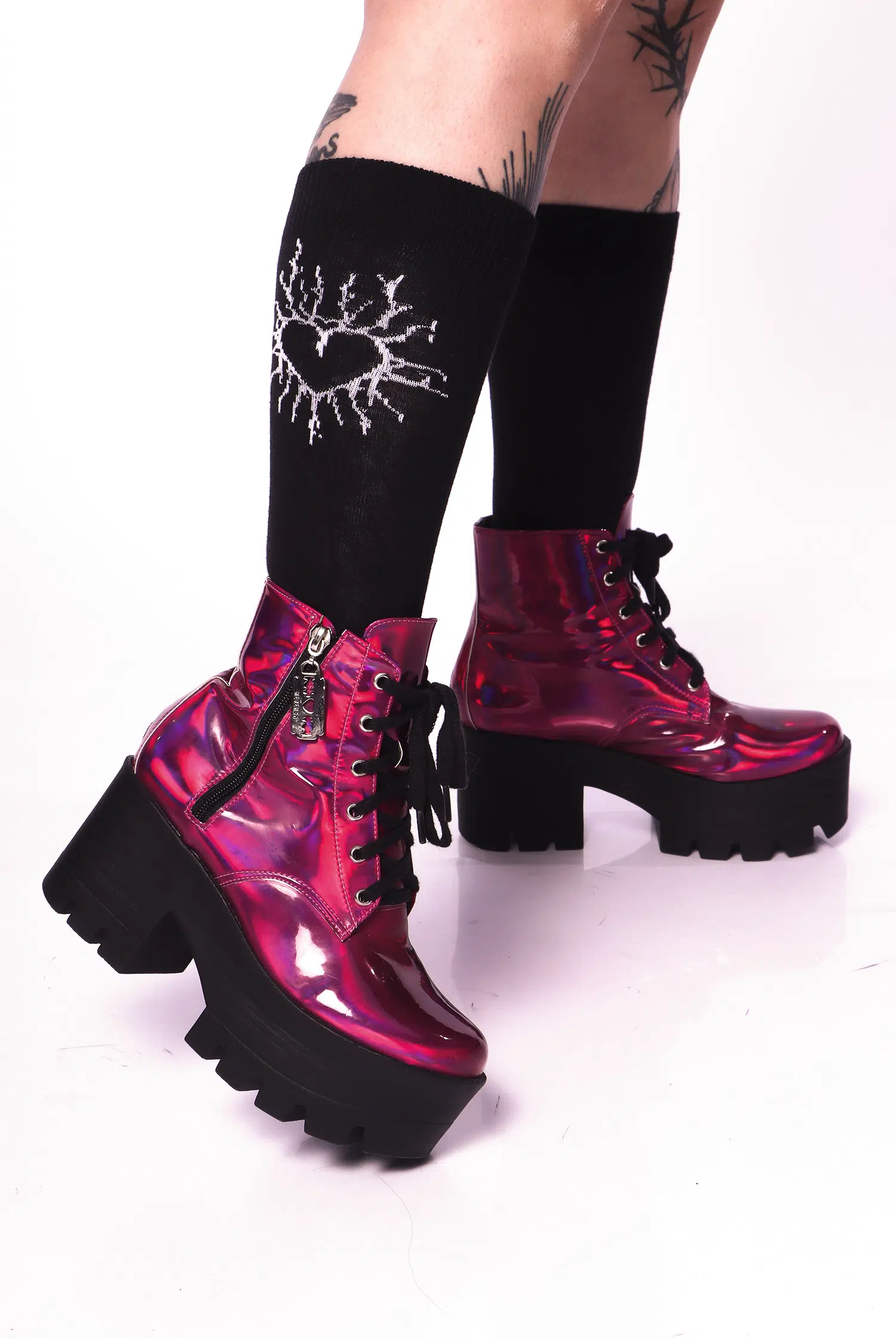 Bota Coturno Holográfico Pink Razor - Imagem 1