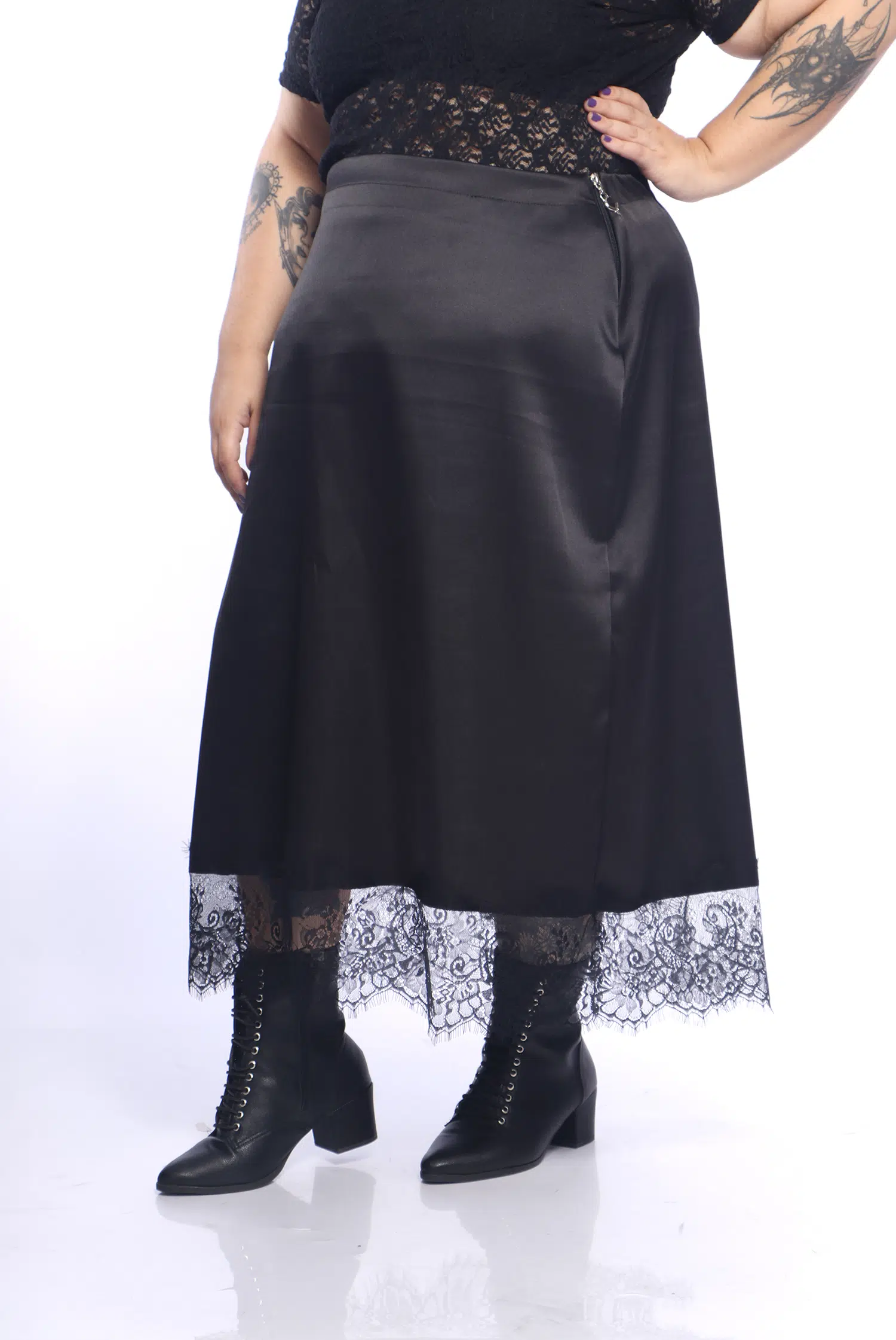 Saia Reta Acetinada Renda Mourning - Imagem 4