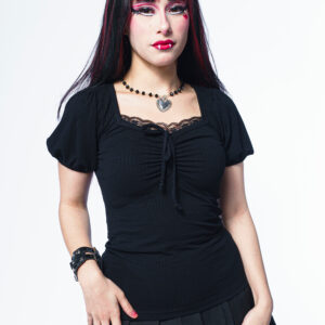 Blusa Canelada Preta Valentine