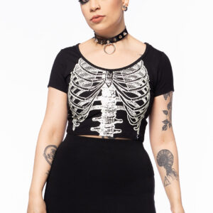 Blusa Cropped Esqueleto Brilha no Escuro